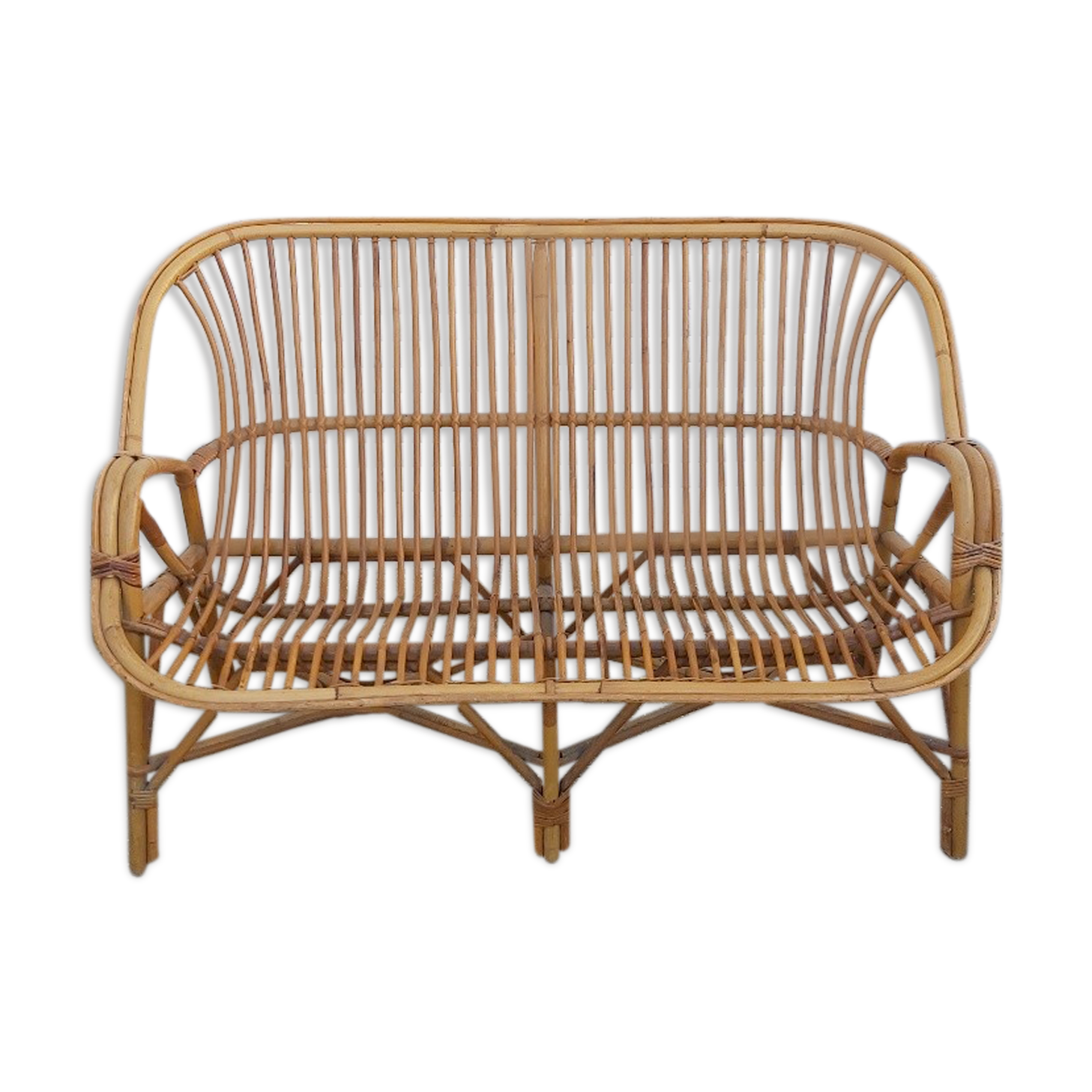 50s rattan bench