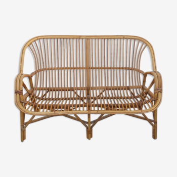 50s rattan bench