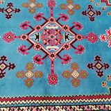 Tunisian carpet in turquoise wool and fuchsia 157x267cm