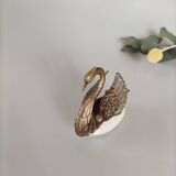 Brass and mother-of-pearl ashtray swan