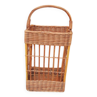Antique wicker bottle rack