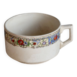 Antique chocolate cup in ivory earthenware - Polychrome frieze decoration