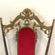 Suite de 4 chaises en laiton et velours rouge