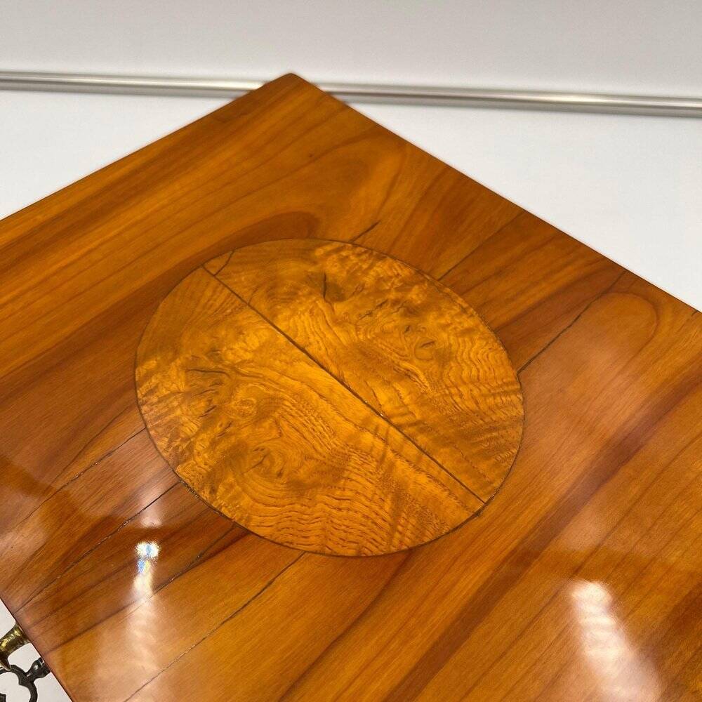 Biedermeier Jewelry Box in Cherry Wood, Ash & Brass, Southern Germany, 1820s