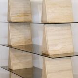 Italian travertine and glass shelf 1970