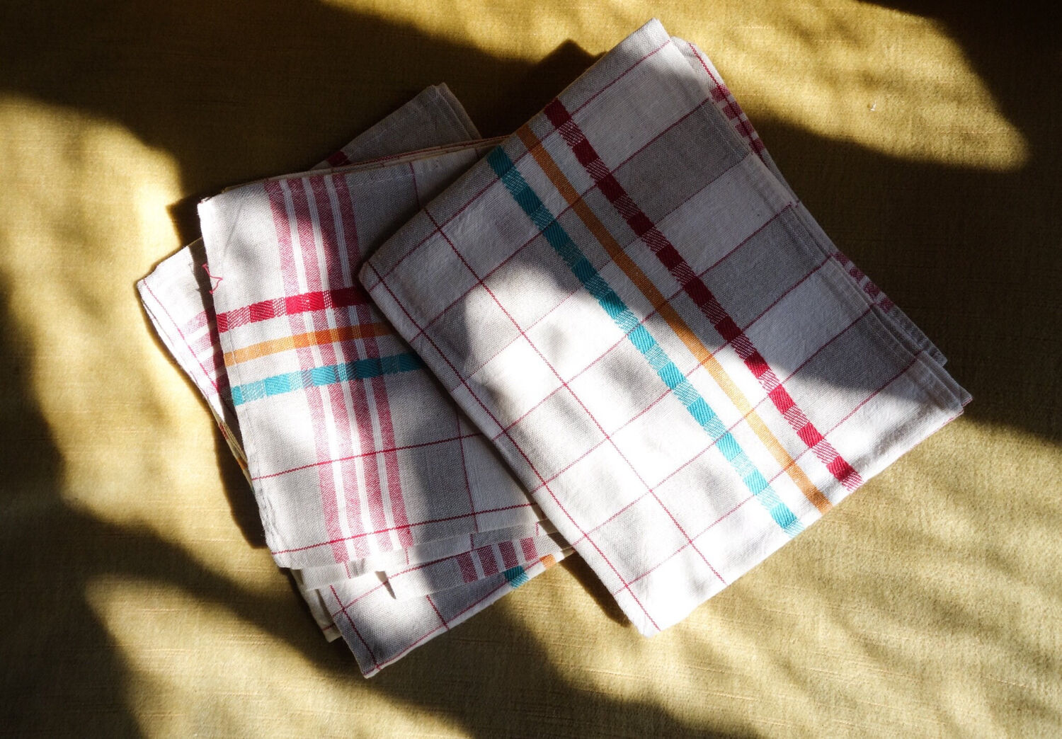 50s French Set of 6 Linen Tea Towels.