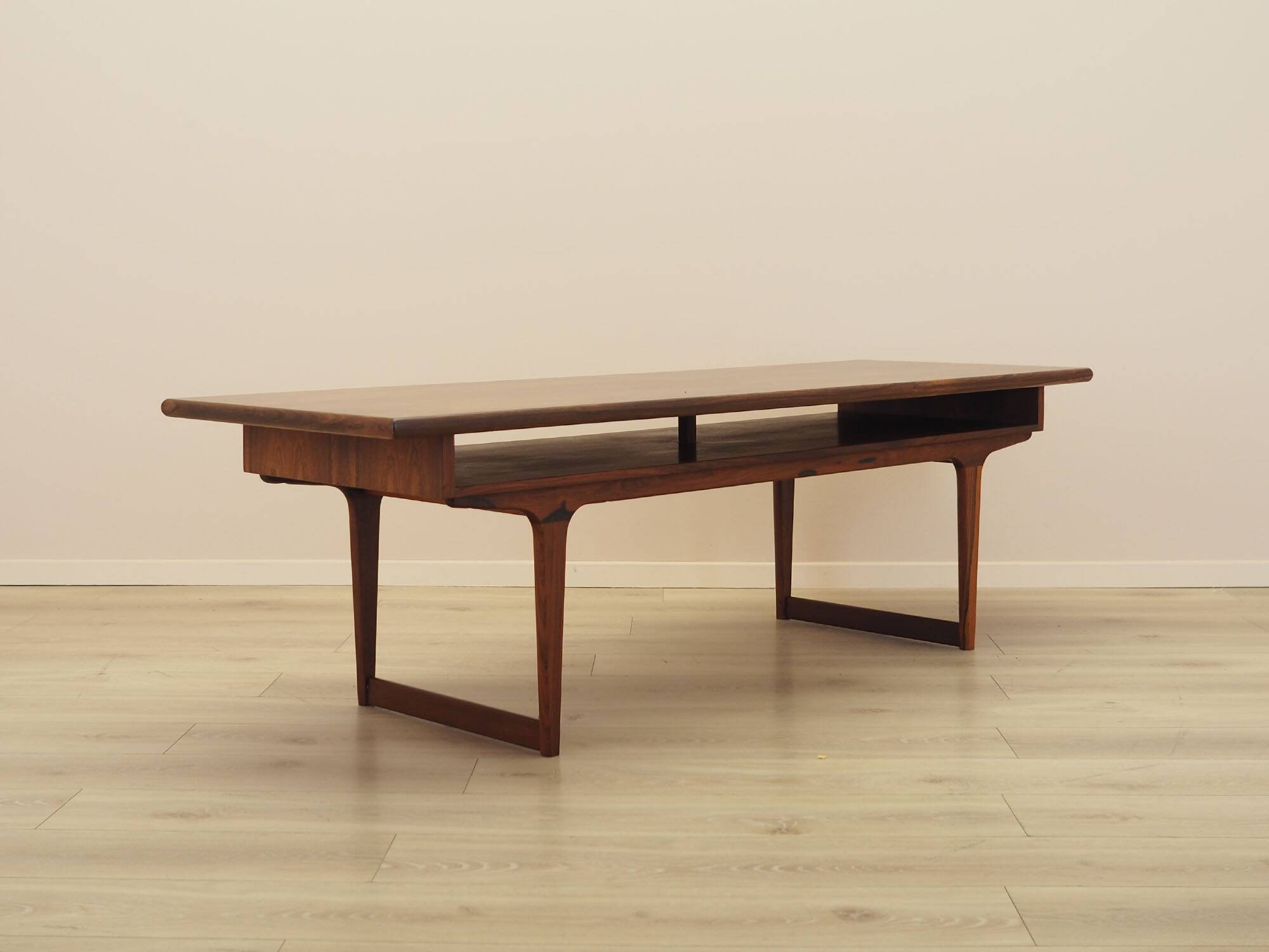 Danish rosewood coffee table with shelf, 1960s