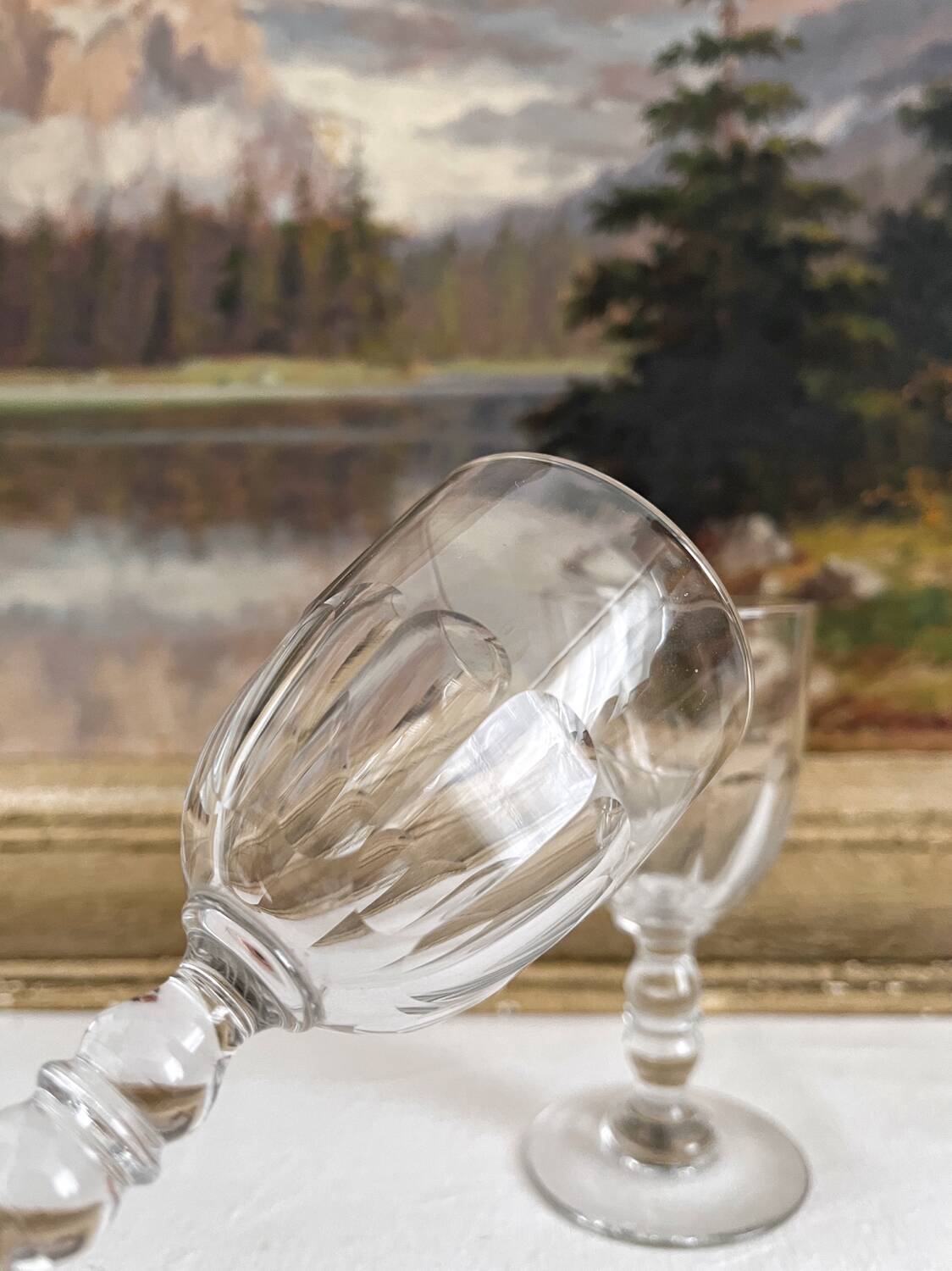 2 old aperitif or port wine glasses from the 19th century