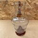 Antique clear blown glass pitcher + orange handle & foot vintage