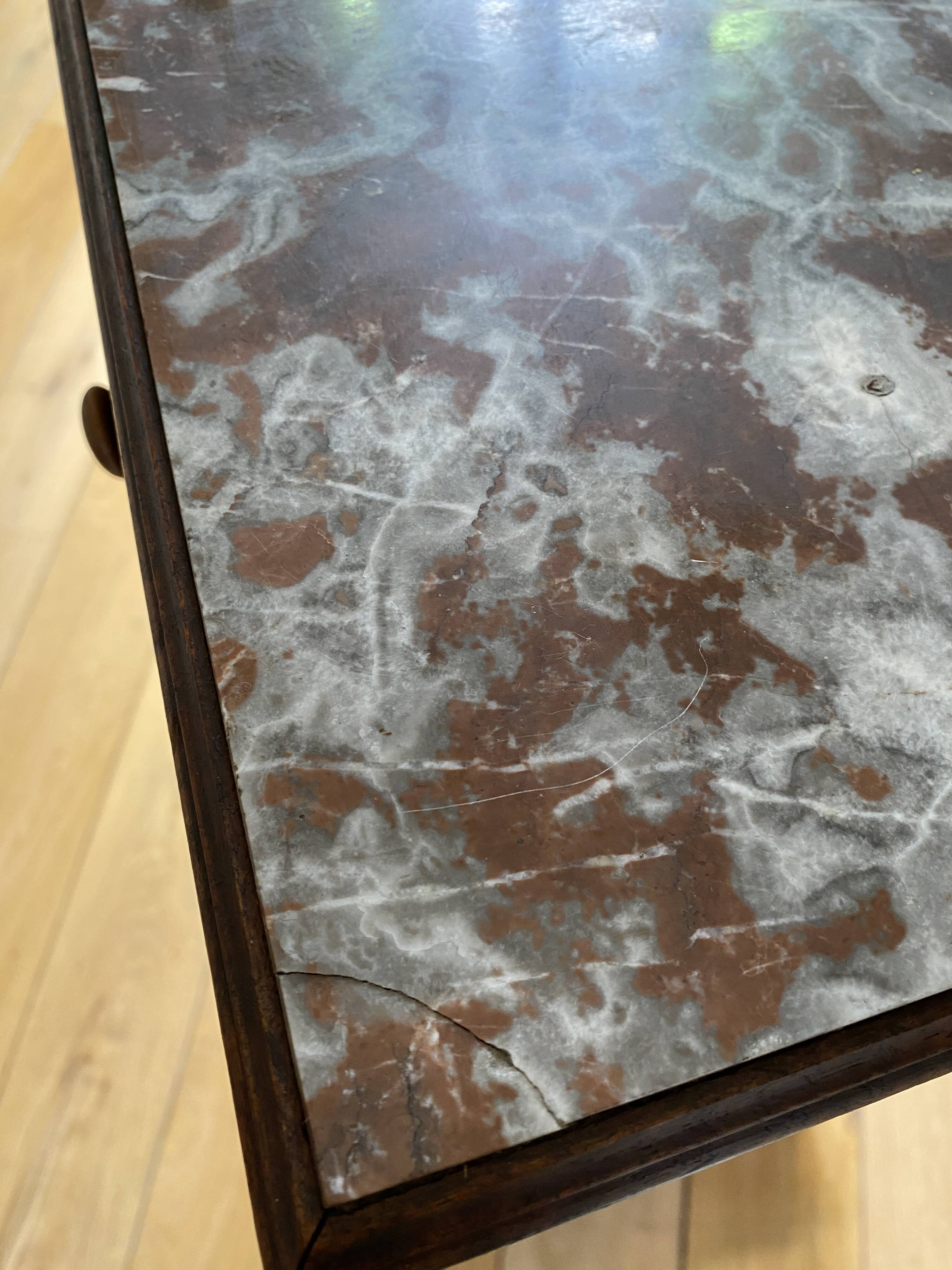 Table de chevet ancienne avec marbre, meuble d'appoint