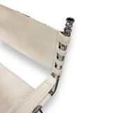 Maison Jansen Set of 4 armchairs Emperor Savonarola White leather and chromed metal