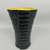 Vase des années 50 noir et jaune