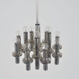 Modernist chandelier in chrome attributed to Gaetano Sciolari, 1970s