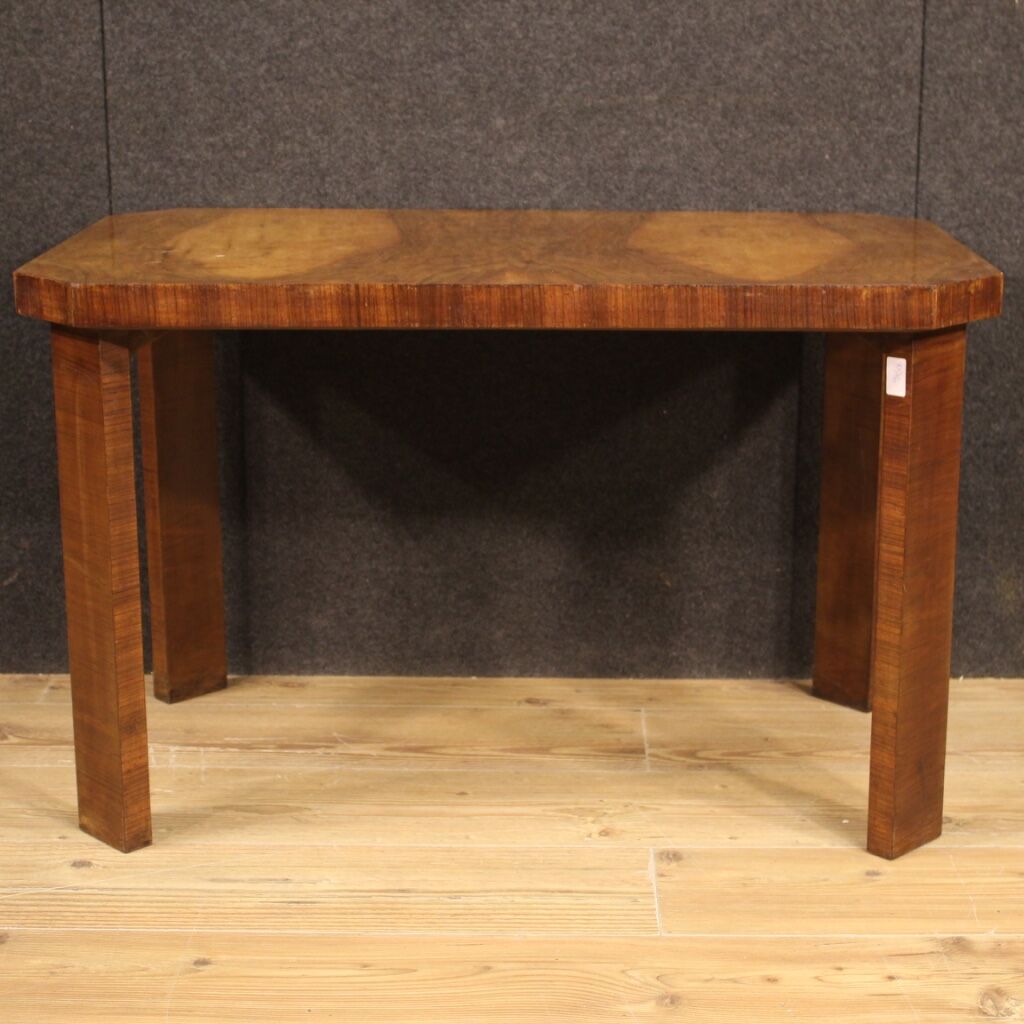 Italian coffee table in walnut wood in Art Deco style