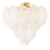 Novaresi Murano glass frosted leaves chandelier, Italy 1970s