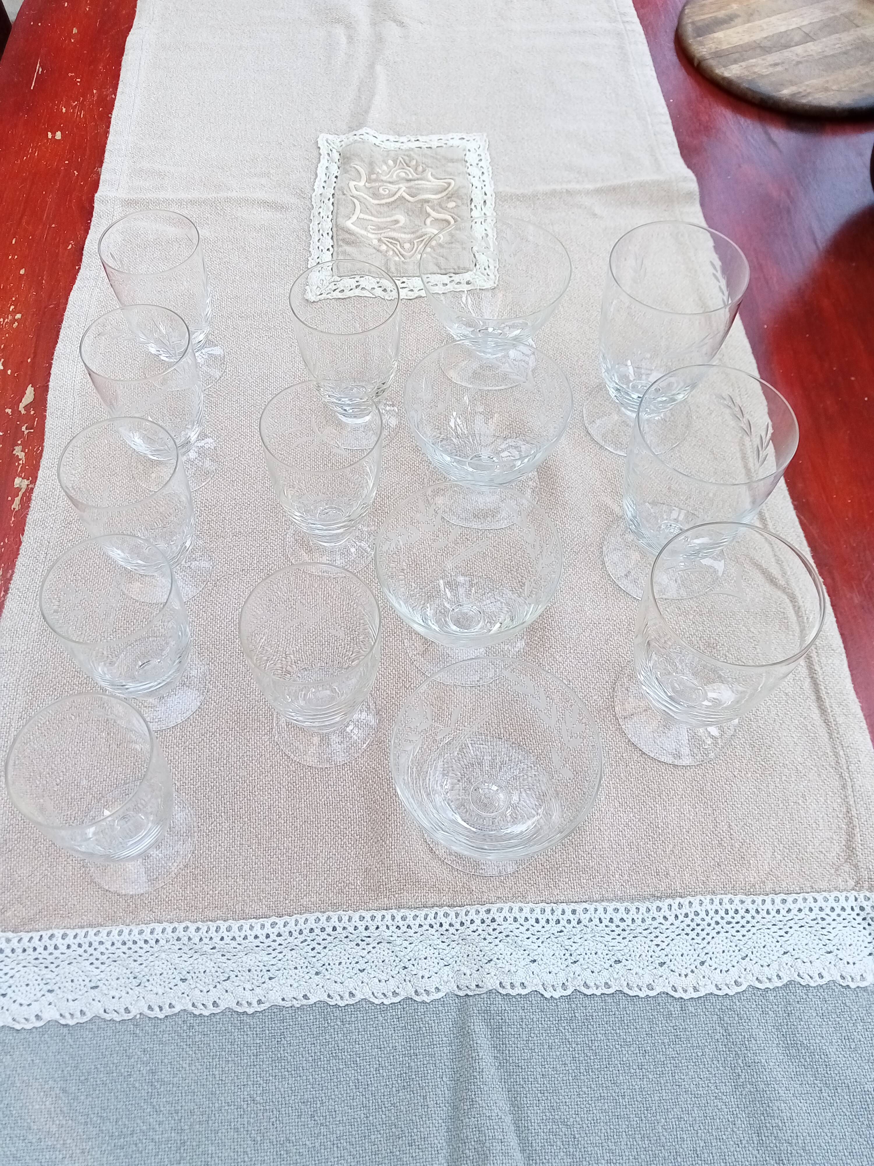 Set of 15 old glasses from the 40s