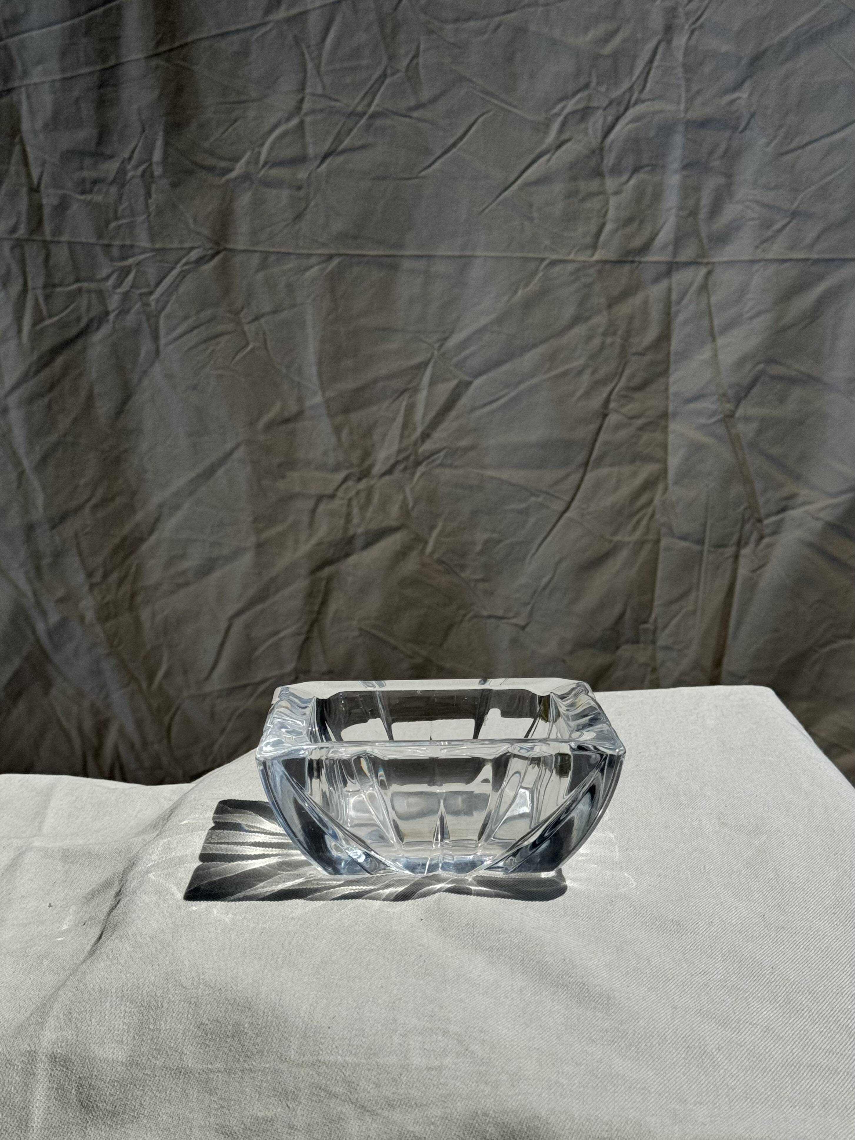 Large vintage square solid glass ashtray