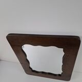 Czechoslovakian wall mirror with a wavy wooden frame, mid-century, 1940s