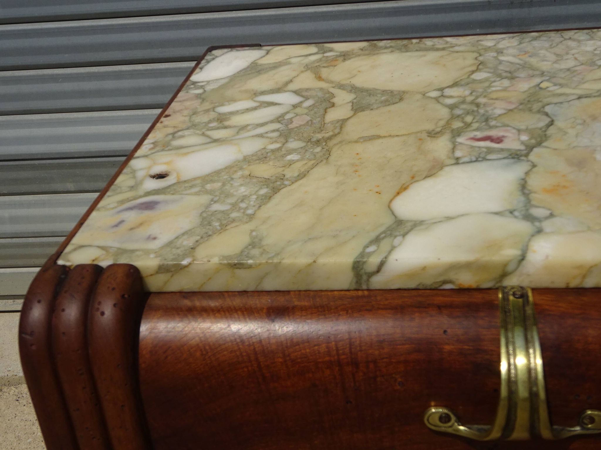 Enfilade Art Déco en noyer et plateau en marbre