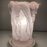 Plexiglass horse lamp in the style of Lalique.