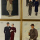 Ensemble de 6 illustrations originales encadrées de la mode masculine des années 30, Italie 1930