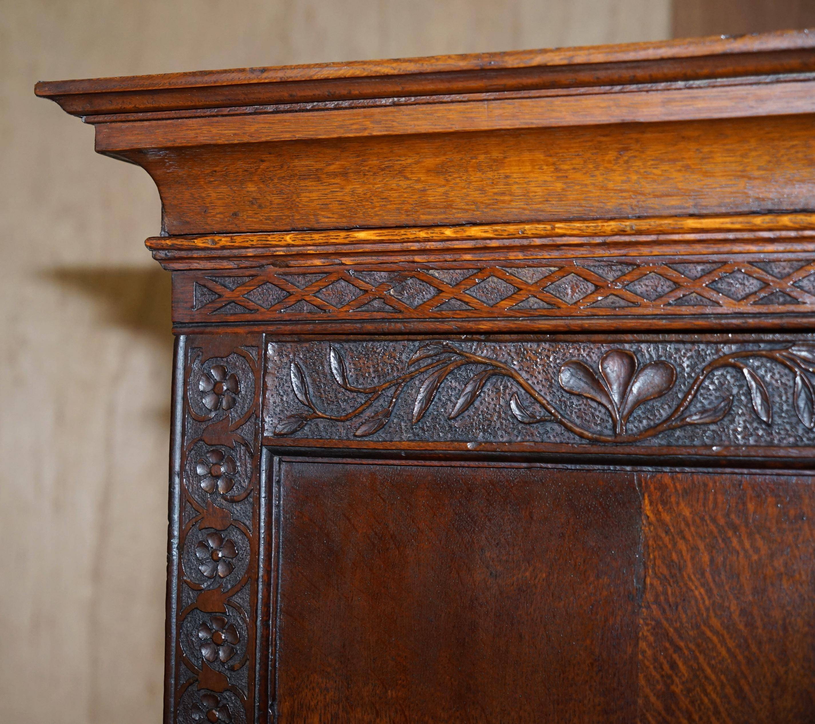 George III oak secretary bookcase circa 1760, Thomas Chippendale style.