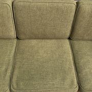 canapé 3 places en tissu vert et bois années 1960