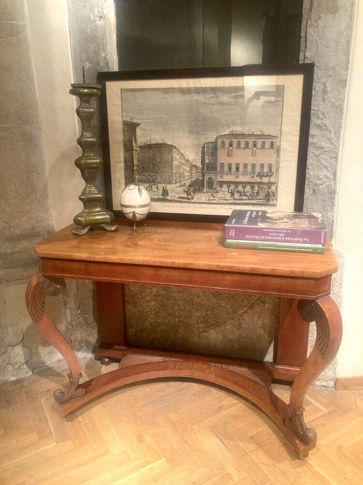 Art Nouveau Italian Wooden Console Table