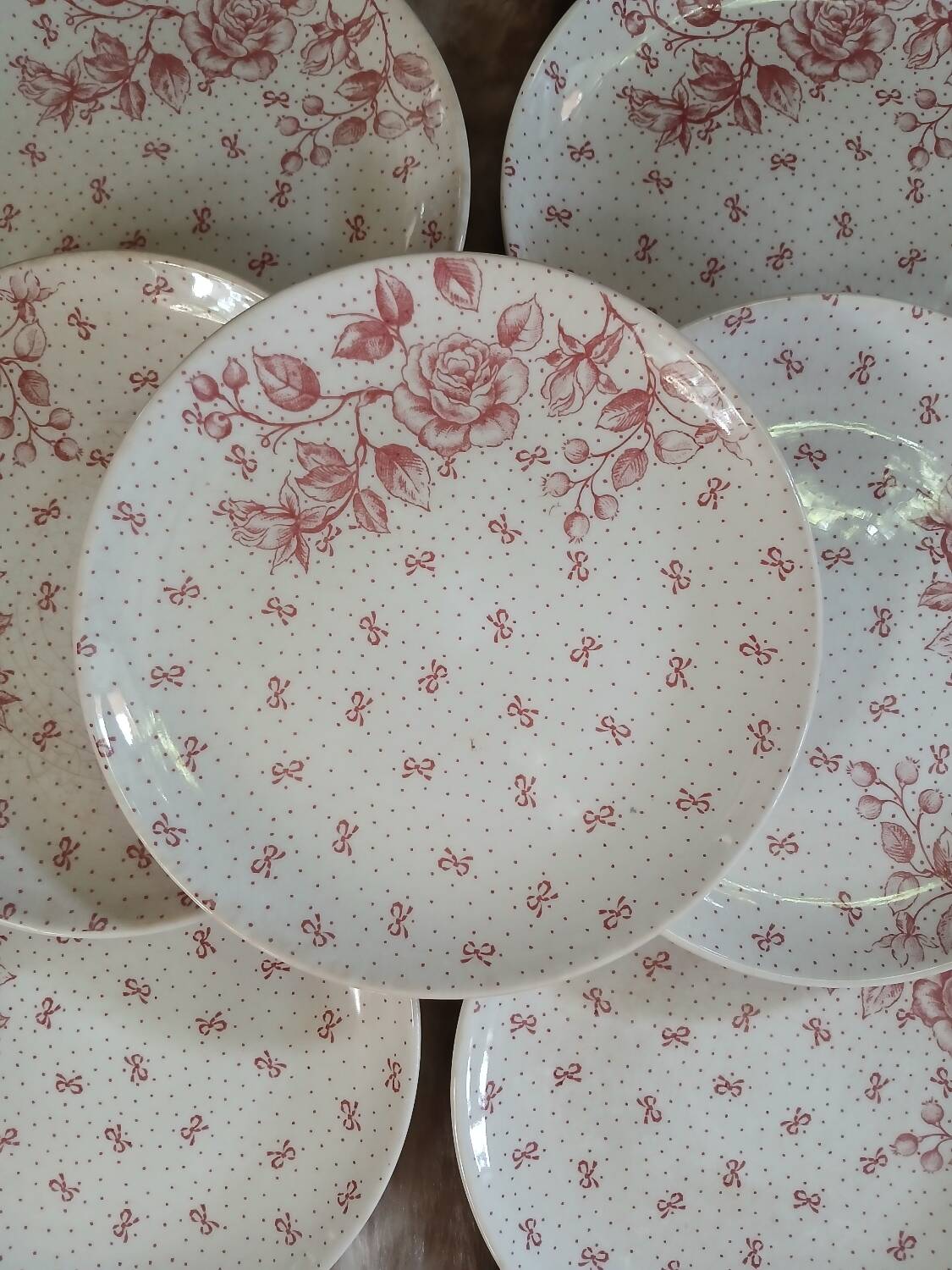 7 antique dessert plates Gien