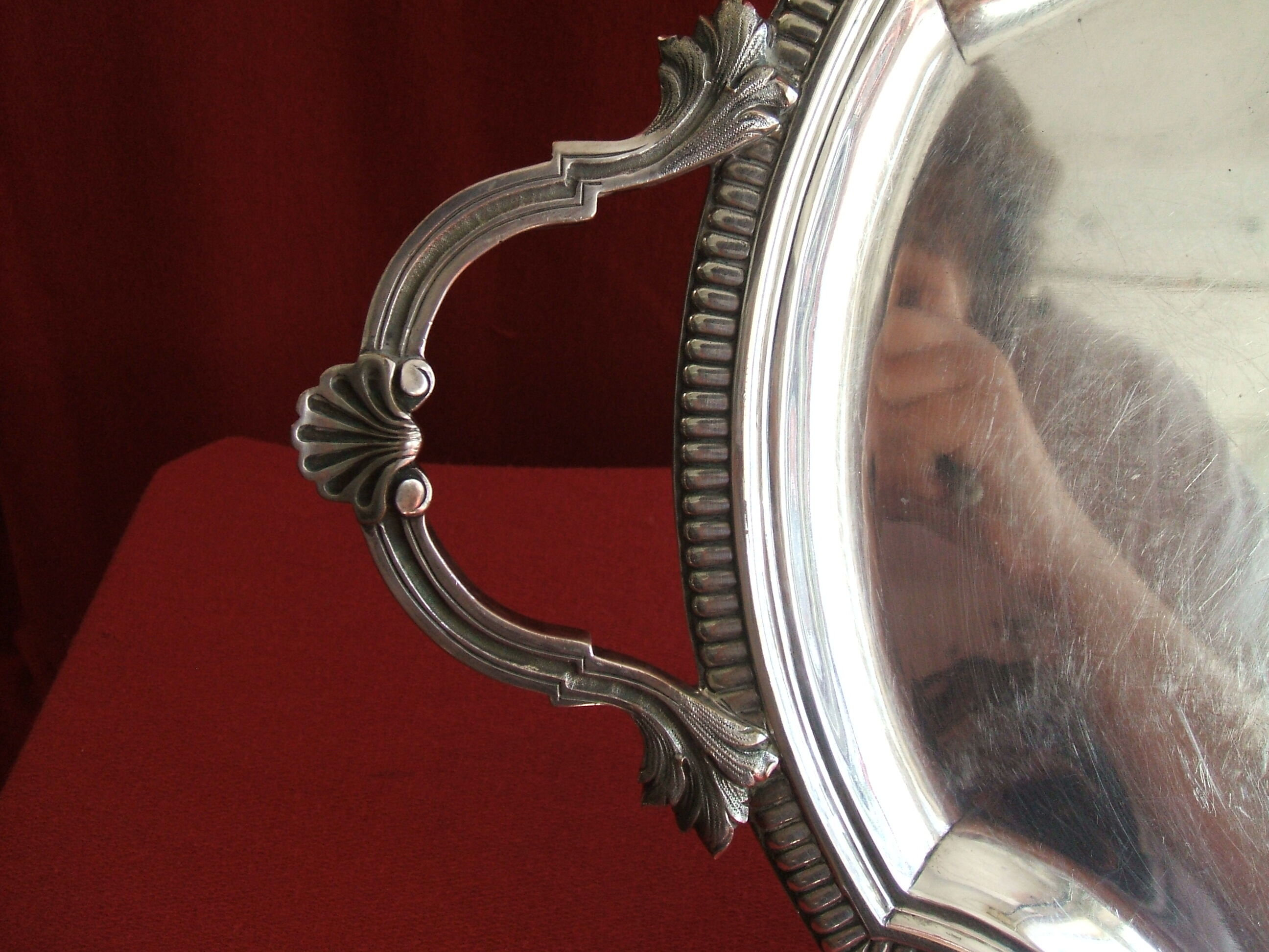 Louis XVI style silver metal plateau