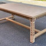 Renovated 19th-century Breton farmhouse dining table, extendable, in oak, 200-290 cm.
