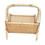 Vintage magazine holder in bamboo and rattan
