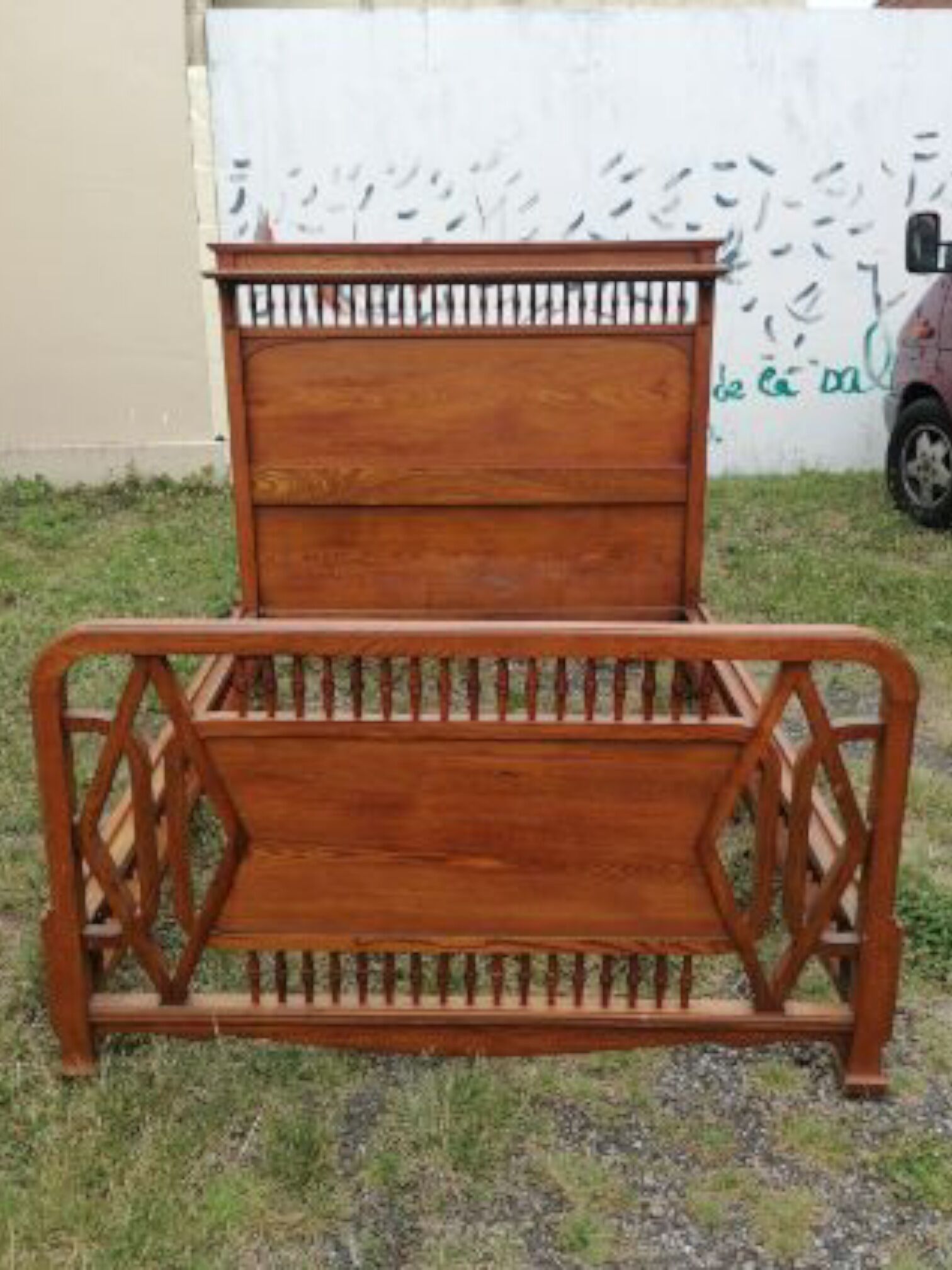 Lit art nouveau 1910 bois vintage
