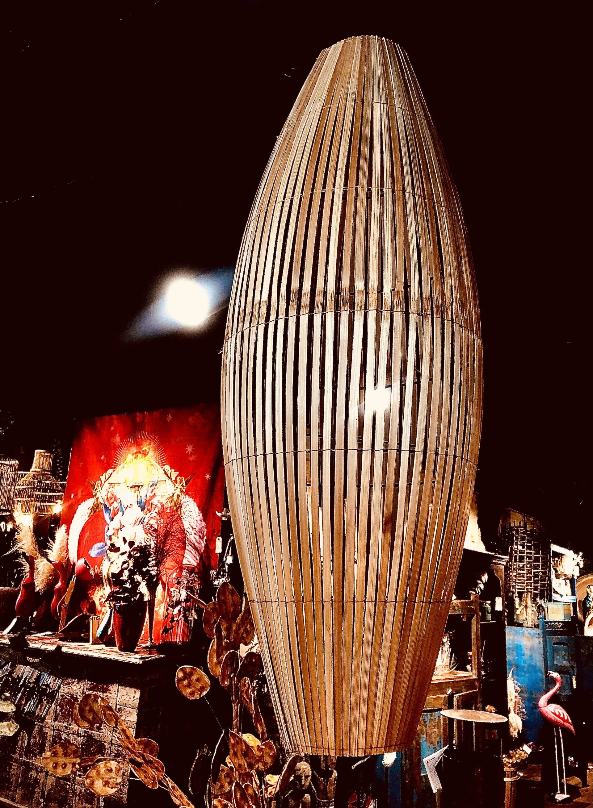 High lamp in bamboo strips