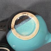 Vallauris coffee service in black and turquoise earthenware.