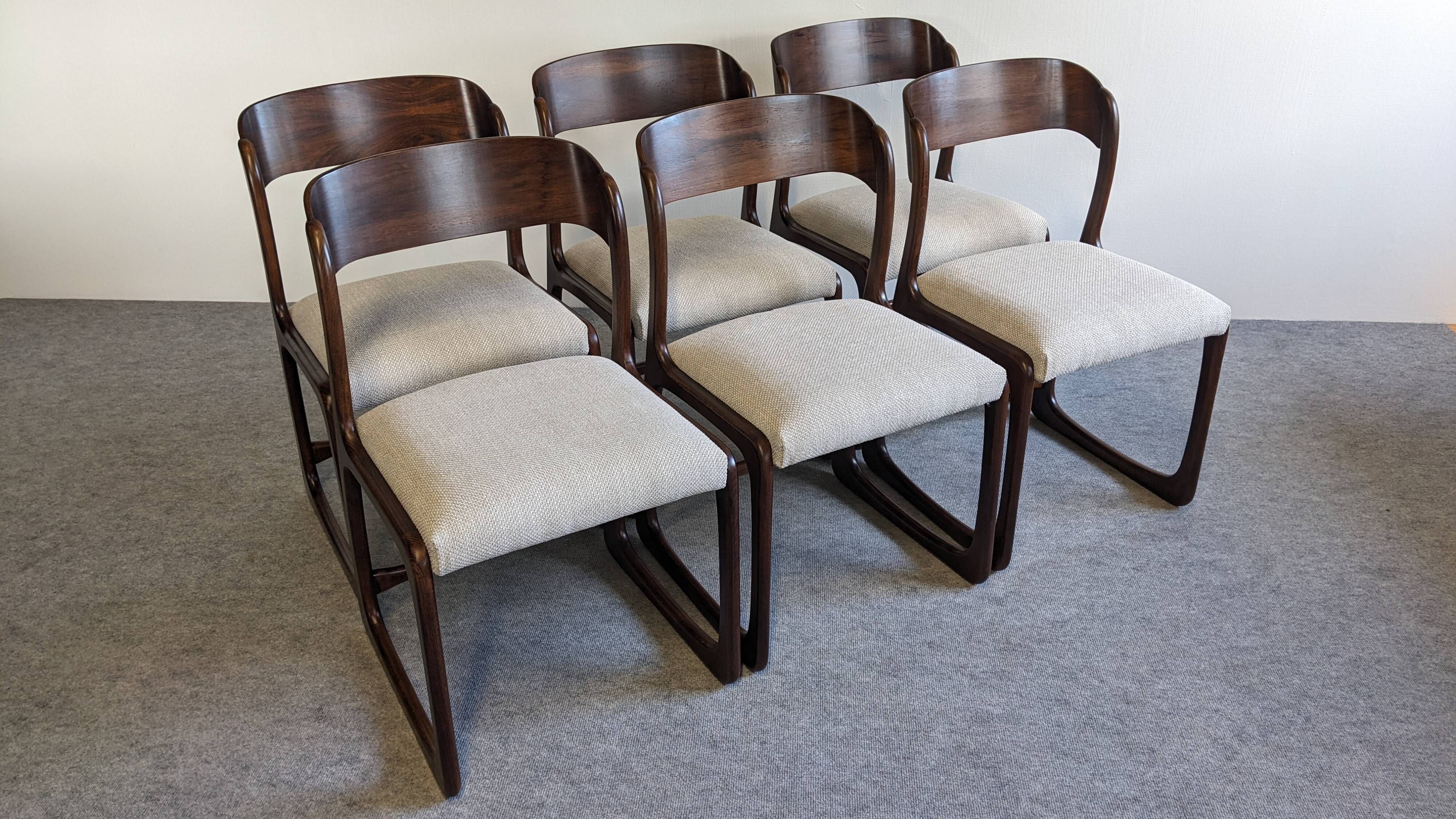 Series of 6 Baumann sled chairs from the 60s/70s
