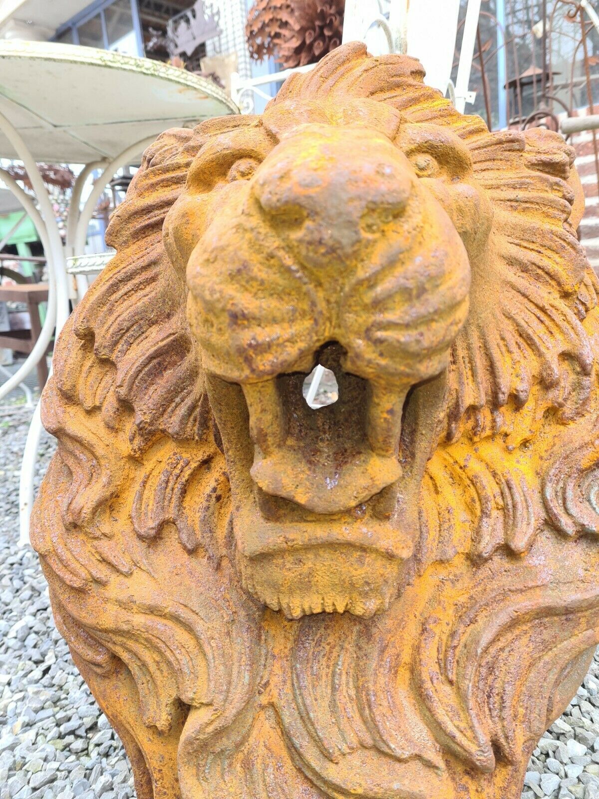 Cast iron lion's head, wall fountain