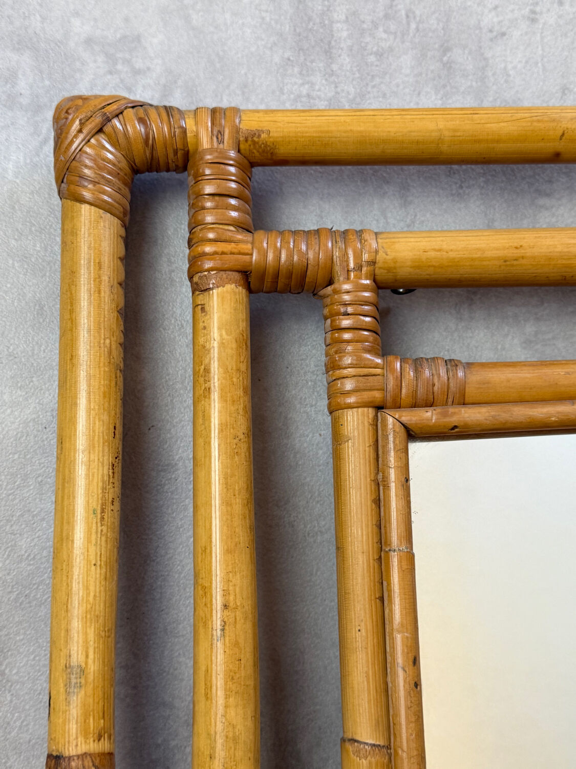 1960s rattan mirror France