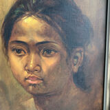 Oil on canvas portrait Balinese girl , Vietnam