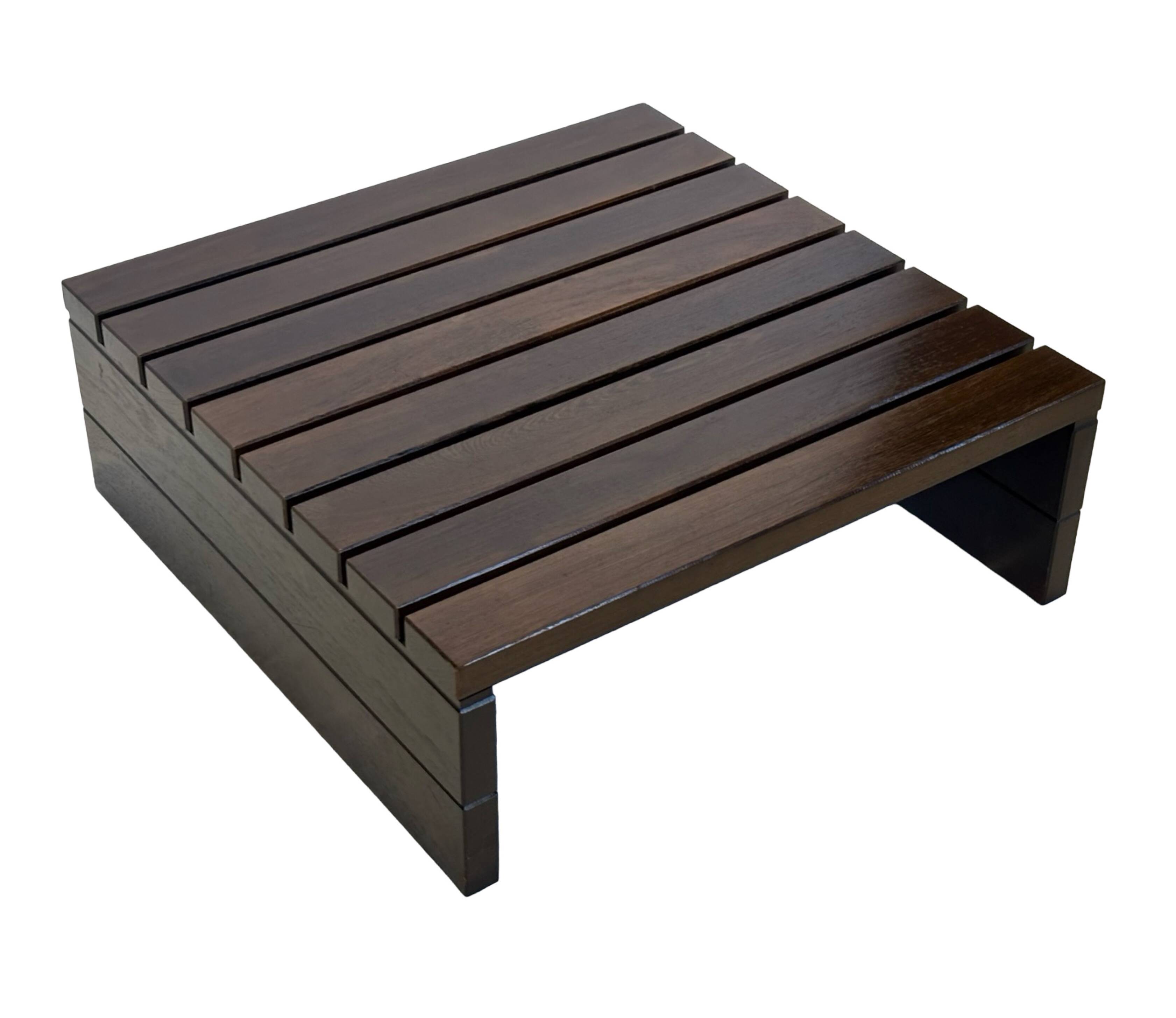 Vintage slatted coffee table design Wenge solid 70s minimalist