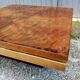 Table basse loupe d'ormes et laiton Roche Bobois