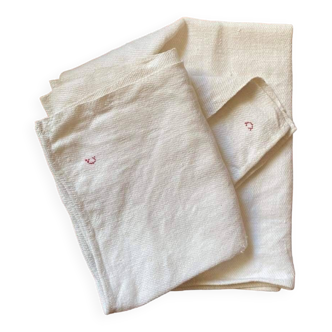 Pair hemp tea towels nineteenth.