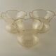 Set of 3 Vintage Glass Bell Shades in Smoked Amber Glass with Scroll Motif 5596