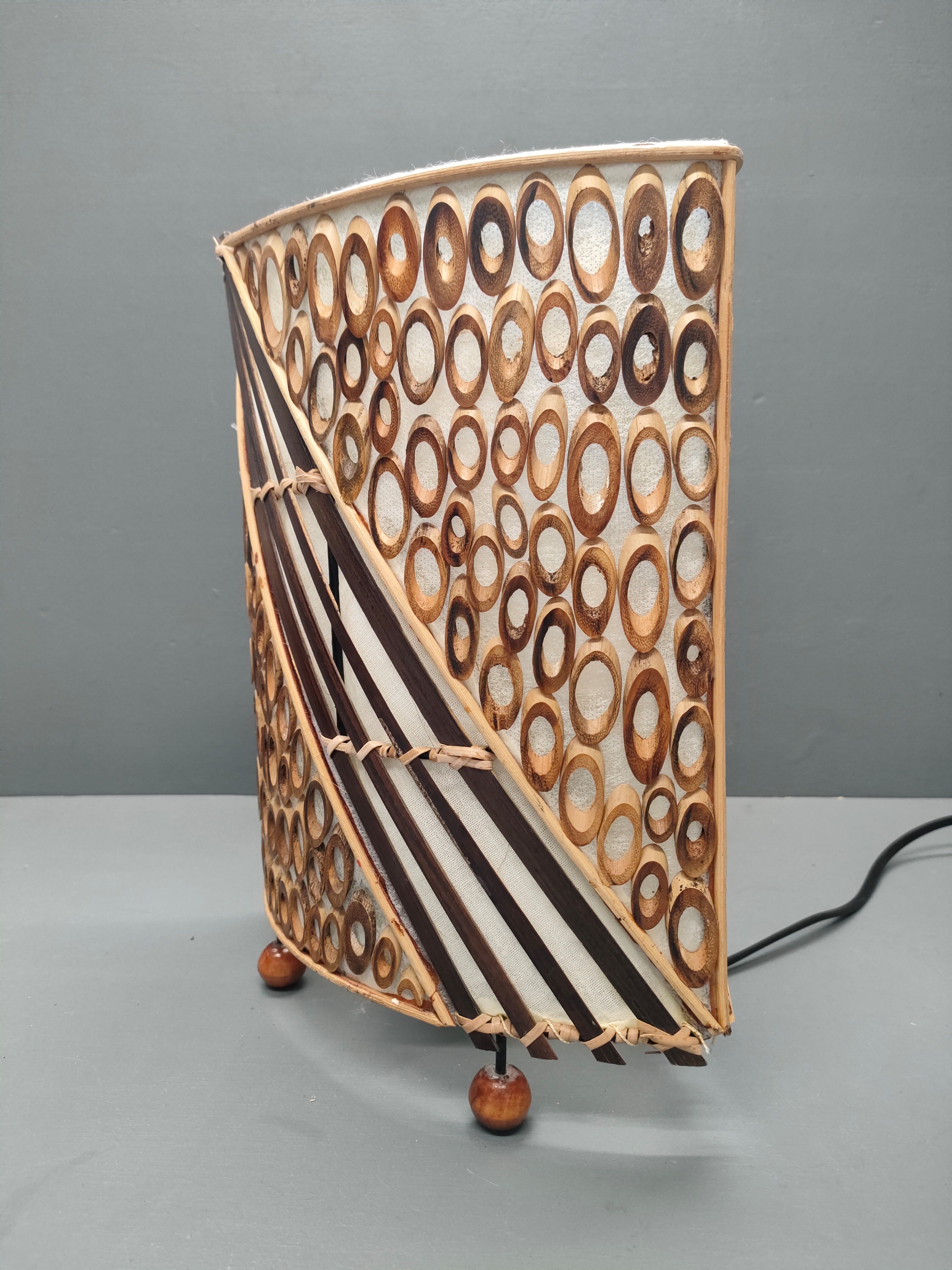 Lamp in rattan wicker and wood late XIXth