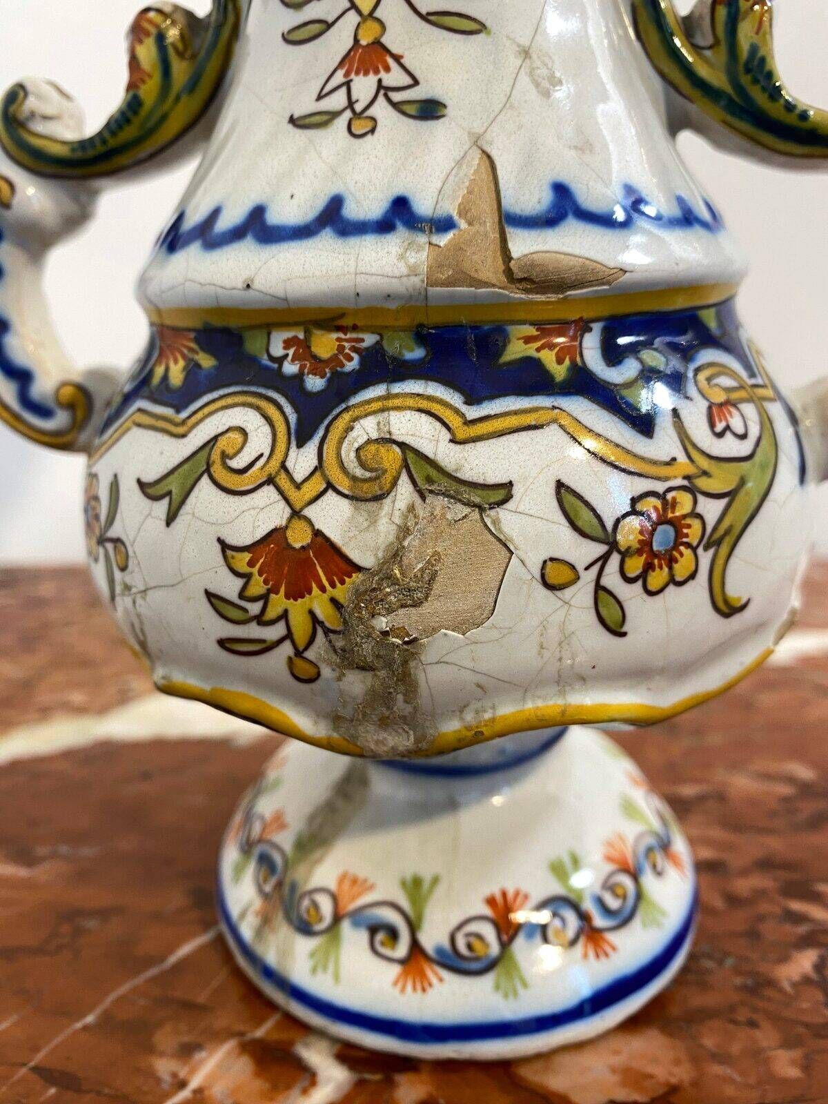 Faience vase from Desvres, Les Sables d'Olonne, late 19th century.