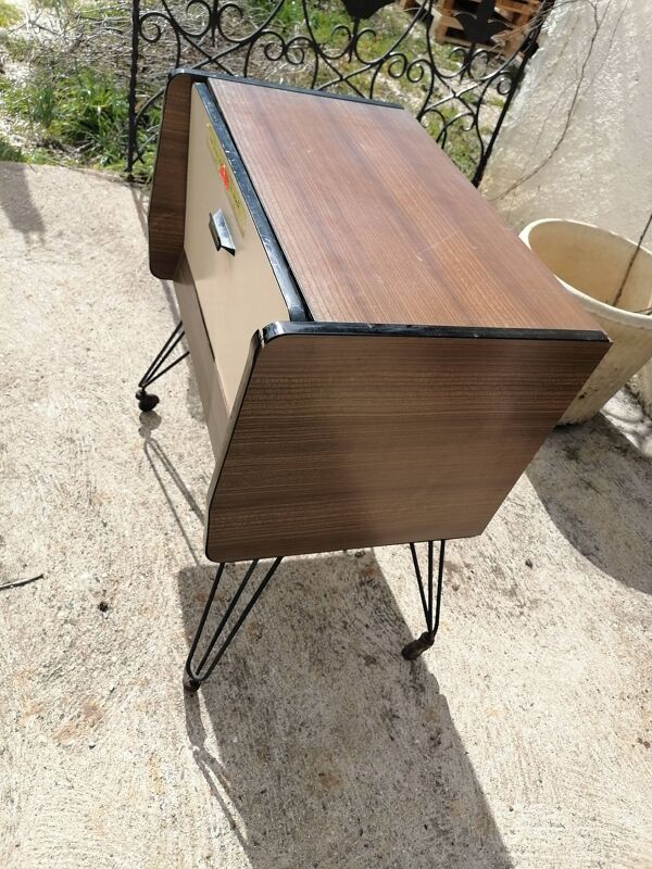 Bar roulant pieds eiffel formica 1950 60