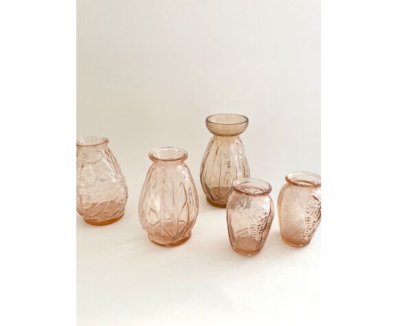Série de cinq vases rose