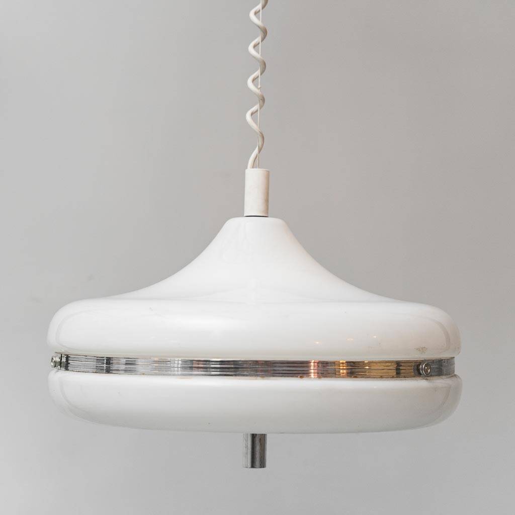 Space Age chandelier in metal and plastic, 1970s vintage modernism