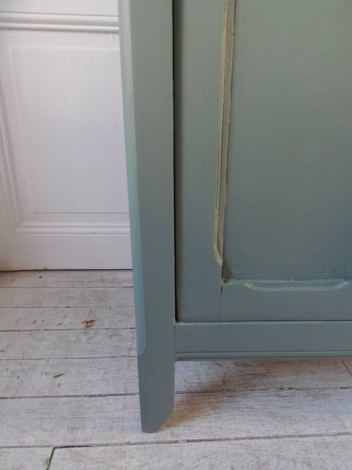 Vintage 1-door Parisian wardrobe re-enchanted in smoky green.