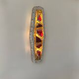 Vintage XL "stained glass" wall sconce in cement and glass, Sweden 1950